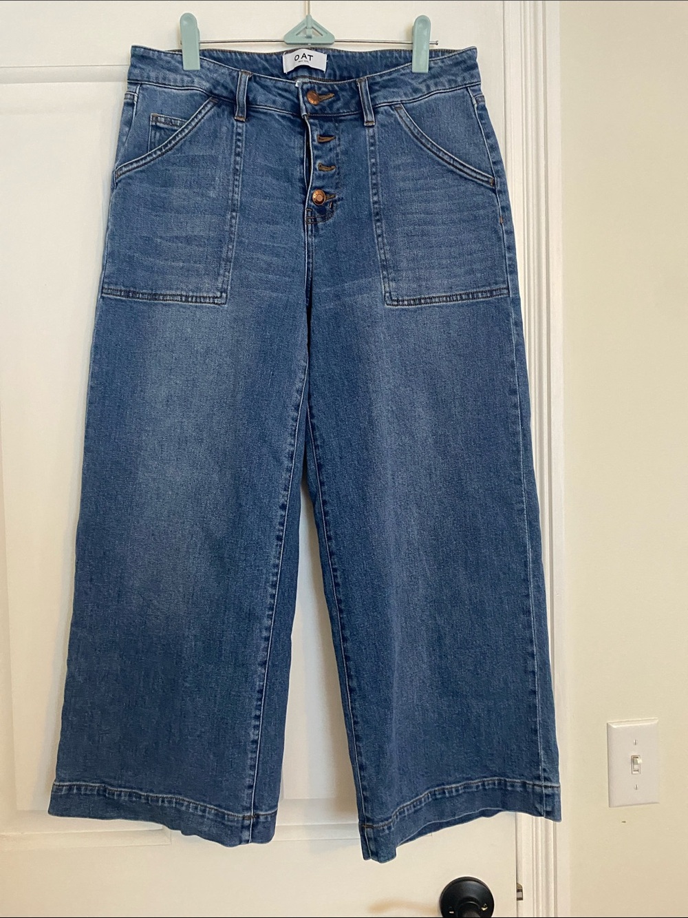 Oat New York Medium Blue High-Rise Wide Leg Jeans